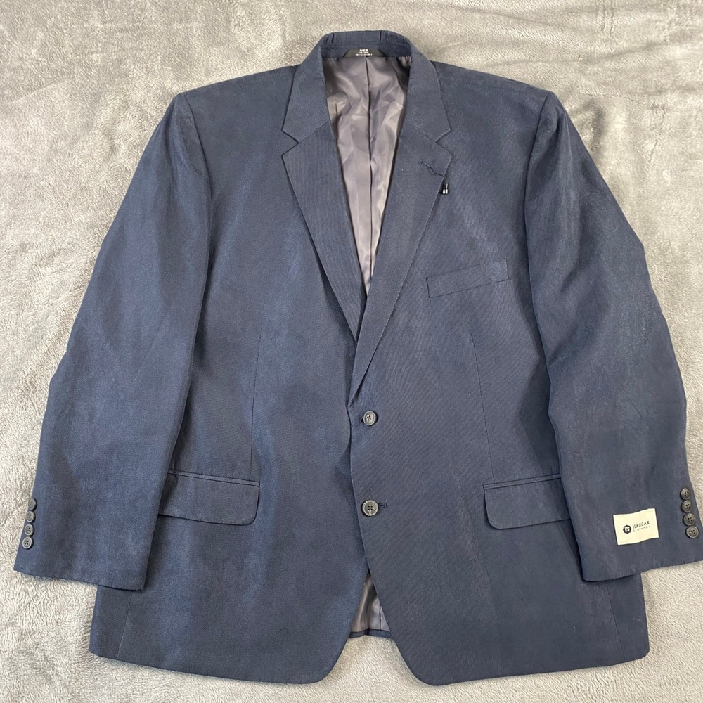 NWT Haggar Blazer Mens 50R Navy Blue Classic Fit 2-Button Lined Preppy Office
